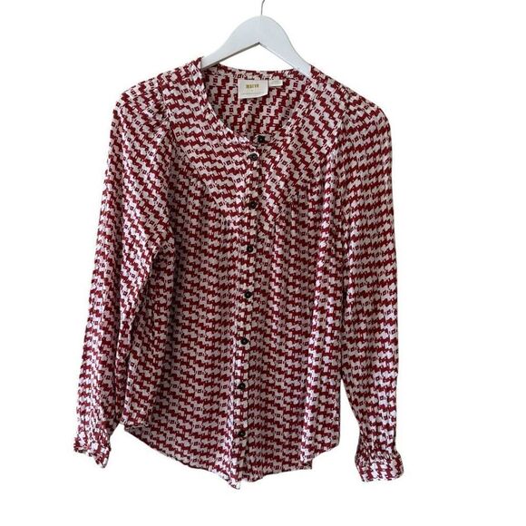 Anthropologie Tops - Anthropologie Maeve Avignon Abstract Scotty Dog Print Button Up Top SZ L